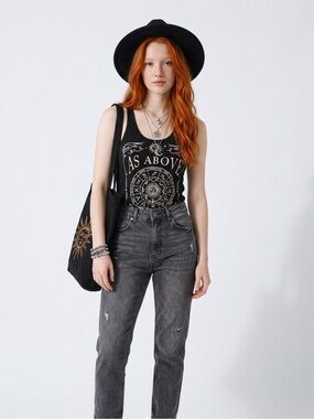 As Above So Below Black Graphic Tank Top